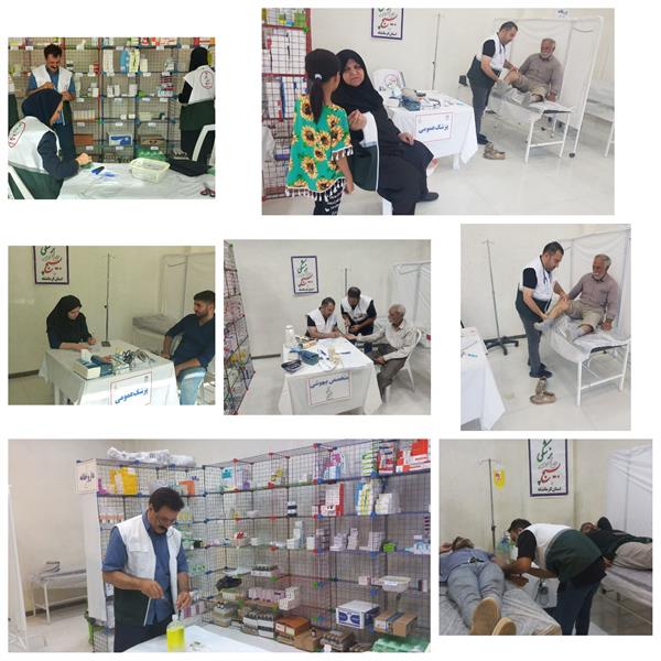 حضور تیم بسیج جامعه پزشکی مرکز آموزشی درمانی امام خمینی(ره) در مرز خسروی جهت ارائه خدمات به زائرین اربعین حسینی